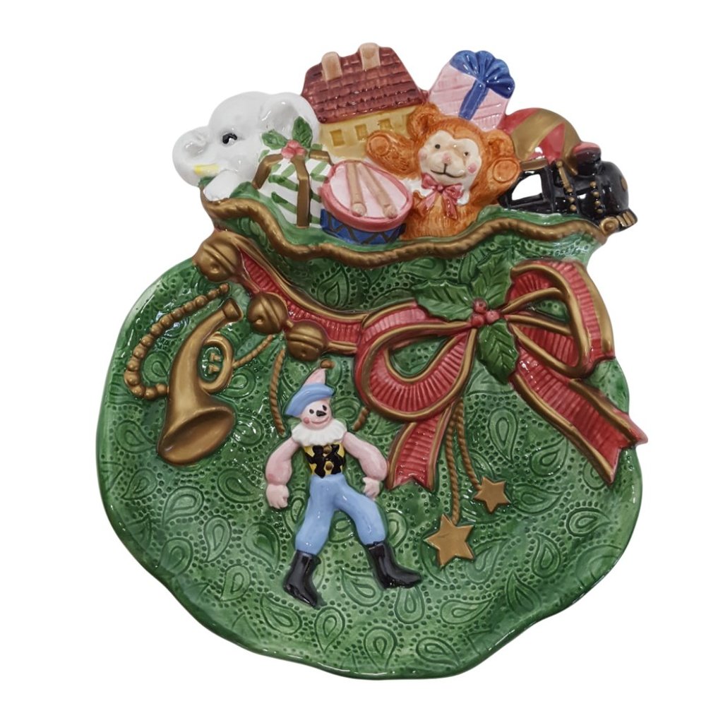Vintage Fitz & Floyd Ceramic Serving Plate Christmas Holiday Cookie Snack Canape